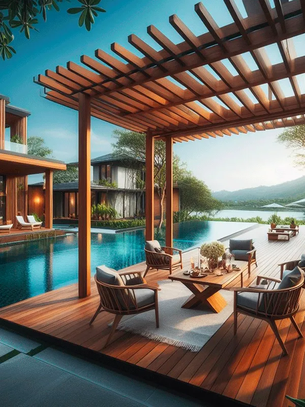 Pergolado perto da piscina