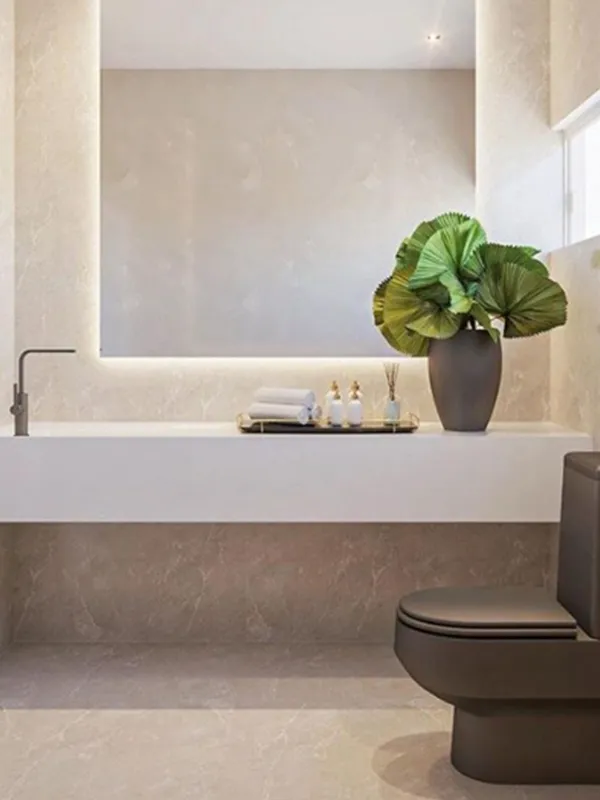 banheiro com porcelanato acetinado