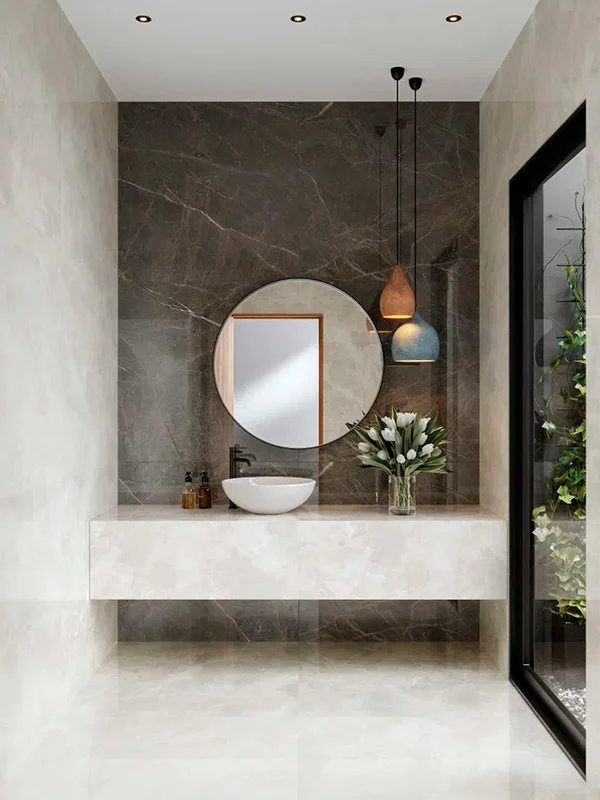 banheiro com porcelanato retificado