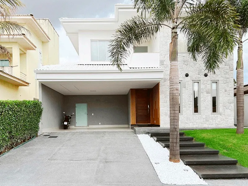 Revestimento Externo: Pisos, Muros e Fachadas +77 Fotos para Inspirar 221 garagem entrada moderna