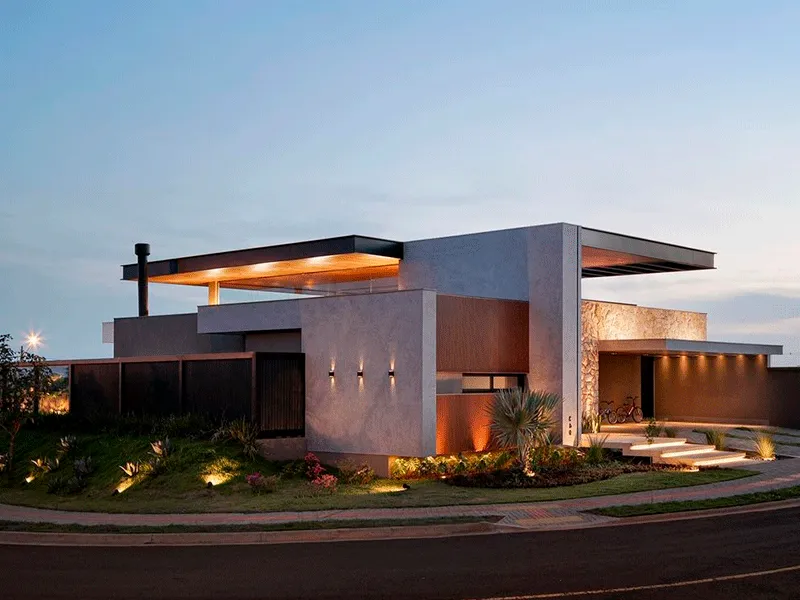 Revestimento Externo: Pisos, Muros e Fachadas +77 Fotos para Inspirar 218 casa moderna com fachada e revestimentos