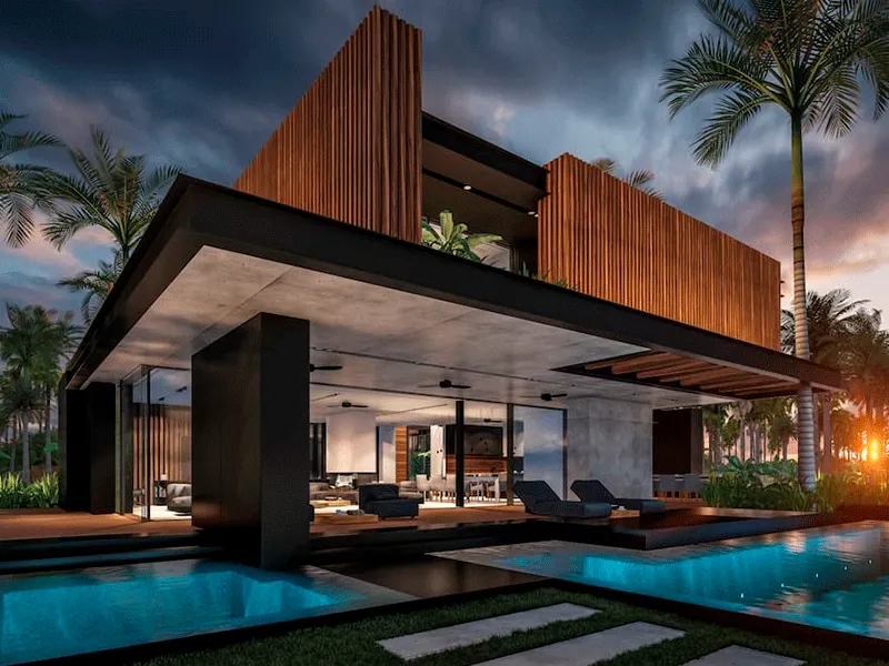 Revestimento Externo: Pisos, Muros e Fachadas +77 Fotos para Inspirar 208 parede com ripados moderno