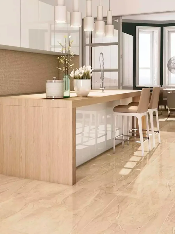 cozinha com porcelanato retificado