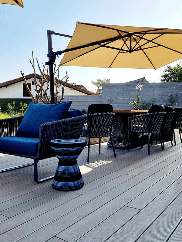 deck de madeira plástica cinza