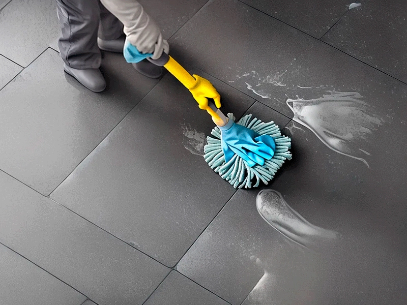 limpeza da pedra ardosia preta