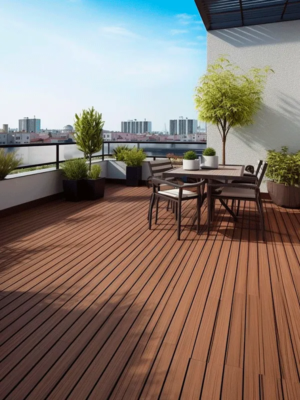 ambiente aconchegante com deck no terraço