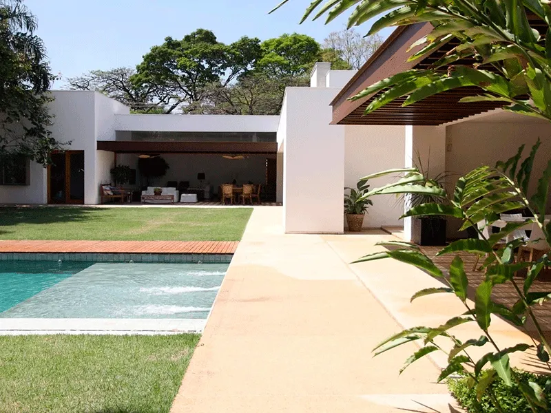 Revestimento Externo: Pisos, Muros e Fachadas +77 Fotos para Inspirar 216 area externa com piscina