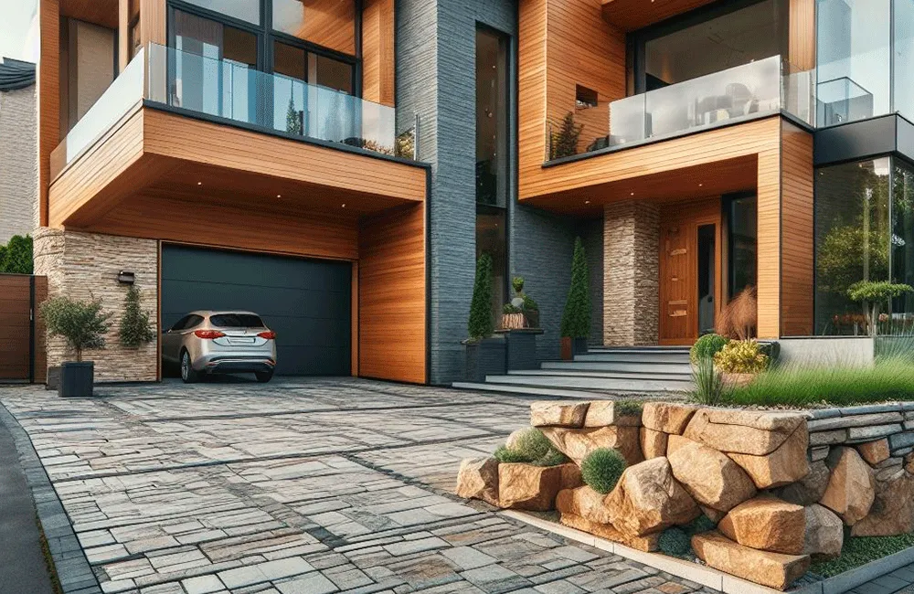 Pedra madeira garagem