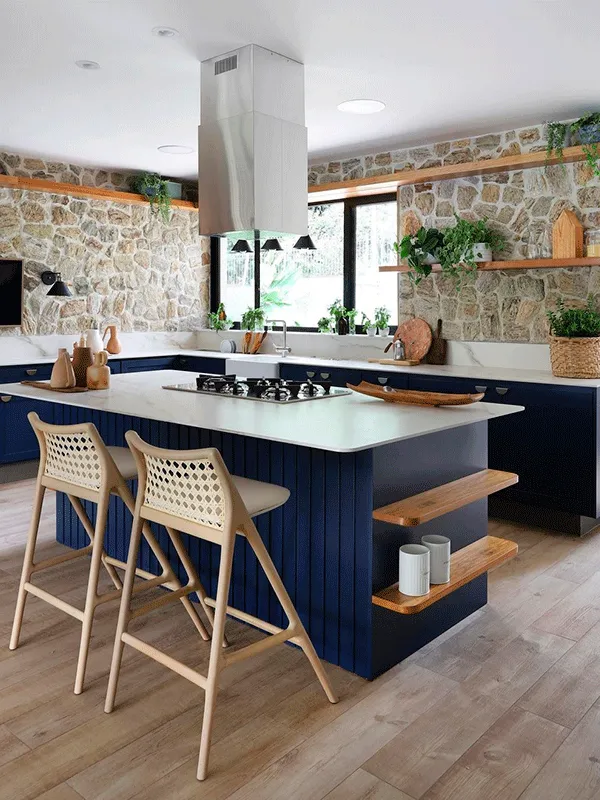 área gourmet com pedra madeira