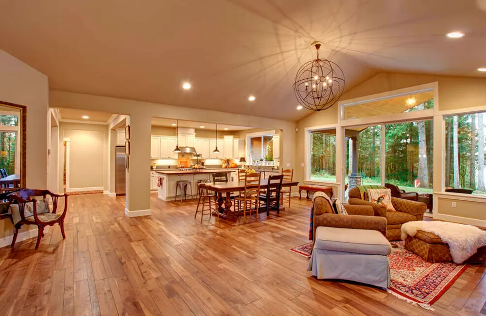 Piso de Madeira: Modelos, Cuidados e Vantagens +67 Fotos Incríveis 136 Madeira natual como revestimento interno de uma sala bem decorada