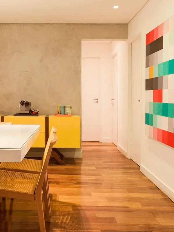 Piso de Madeira: Modelos, Cuidados e Vantagens +67 Fotos Incríveis 159 pisos de madeira claro com uma decoração planejada no apartamento pequeno