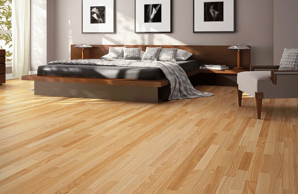 Piso de Madeira: Modelos, Cuidados e Vantagens +67 Fotos Incríveis 170 piso de madeira laminado claro no quarto de casal