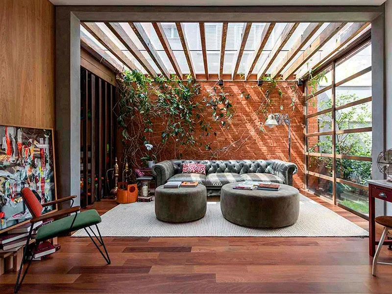 Revestimento Externo: Pisos, Muros e Fachadas +77 Fotos para Inspirar 201 espaço bem decorado com pergolado na área externa