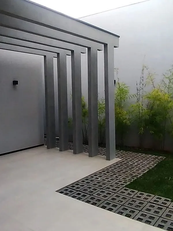 Porcelanato retificado no piso do pergolado
