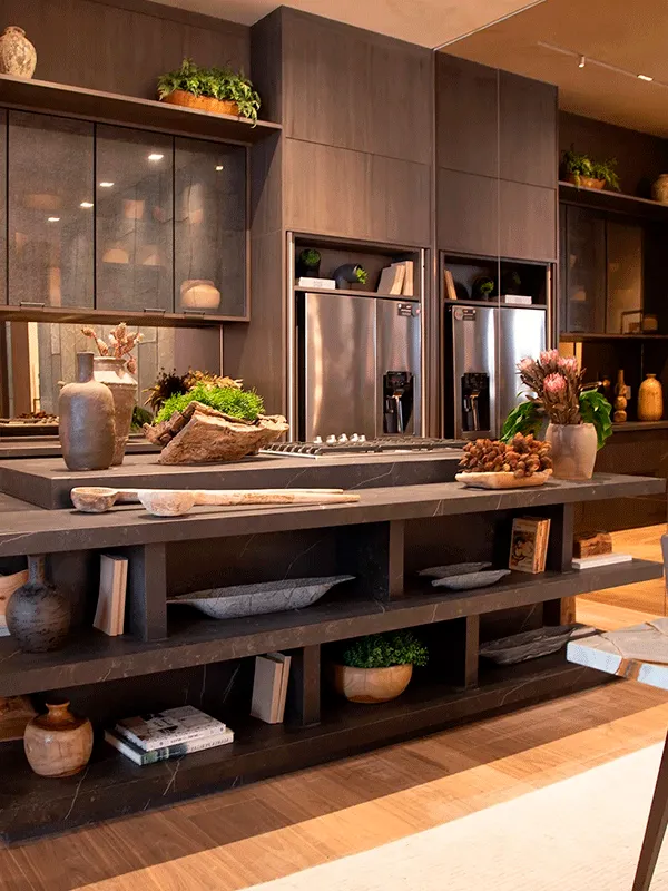 cozinha com revestimento vinilico no piso 