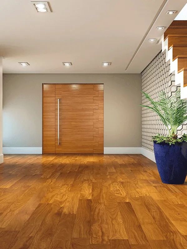 escritório com piso vinilico imitando madeira