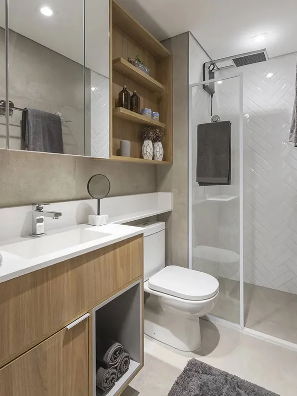 Porcelanato Bege: Aconchego e Sofisticação com esse Revestimento +54 Fotos Inspiradoras 140 inovação no designer do banheiro