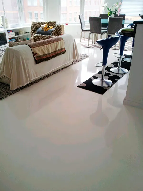 Porcelanato Branco: Projetos Clean e Luxuoso +43 Fotos Incríveis para Inspirar 93 Porcelanato Liquido aplicado no piso da sala