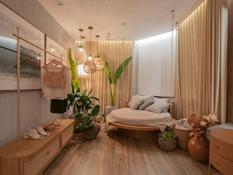 espaço moderno com piso amadeirado