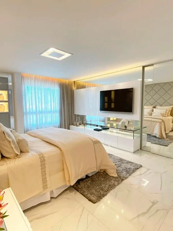 espaços organizados e bem planejado com piso e tapetes de decoração