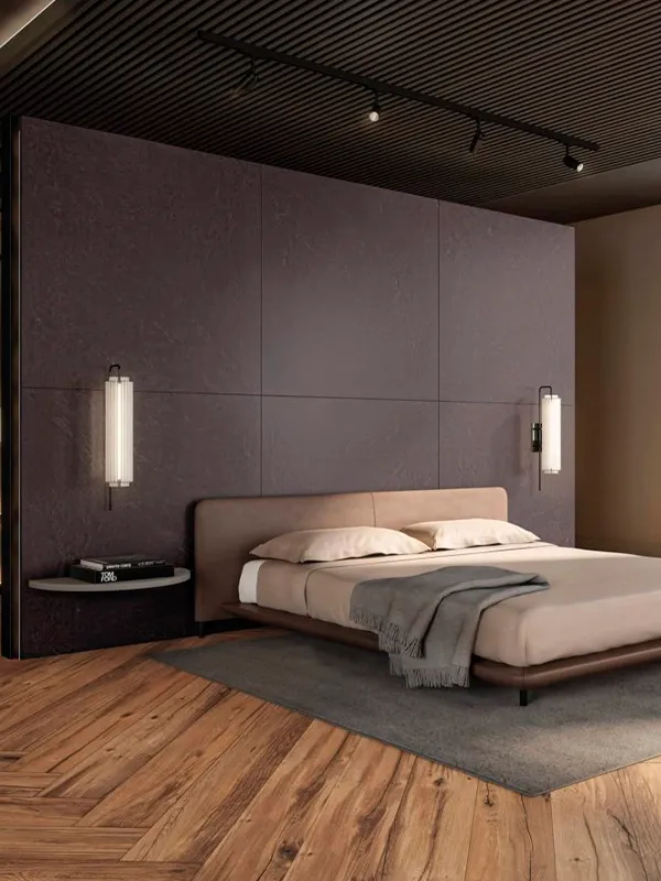 quarto com porcelanato amadeirado