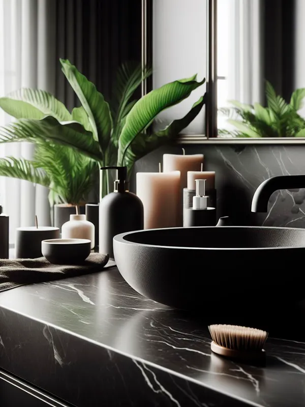 porcelanato preto para bancada