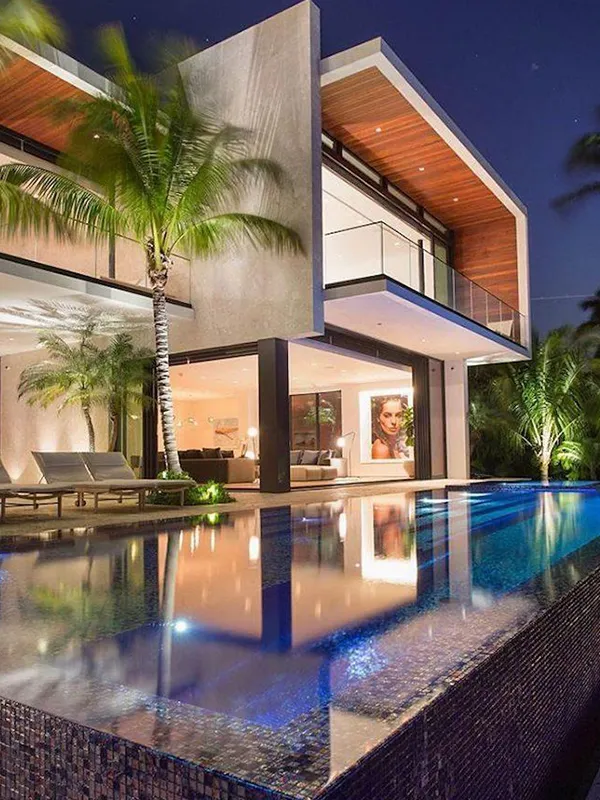 linhas clean de um projeto de arquitetura com piscina de uma casa de luxo