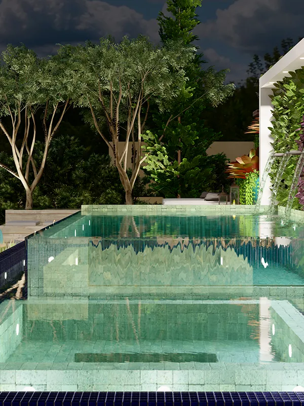 piscina elevada de um projeto brilahnte feito por paisagista profissional 