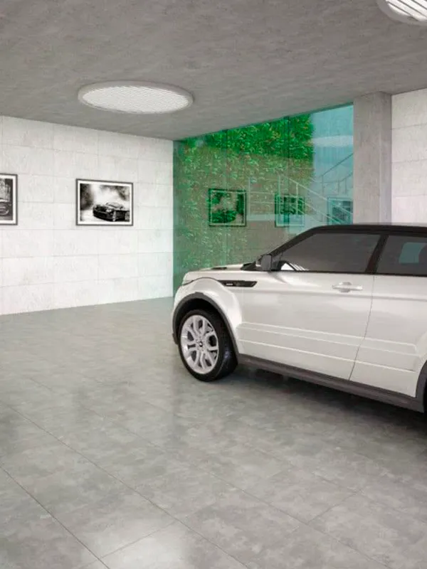 Porcelanato Cinza: Projetos com Elegância Contemporânea +60 Fotos para Inspirar 138 garagem com porcelanato cinza