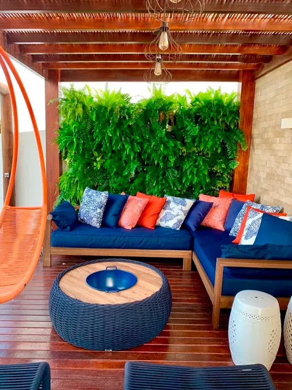 jardim vertical para pergolado área gourmet
