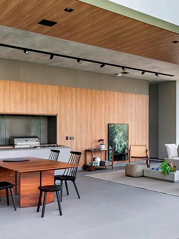 area gourmet com piso cimenticio