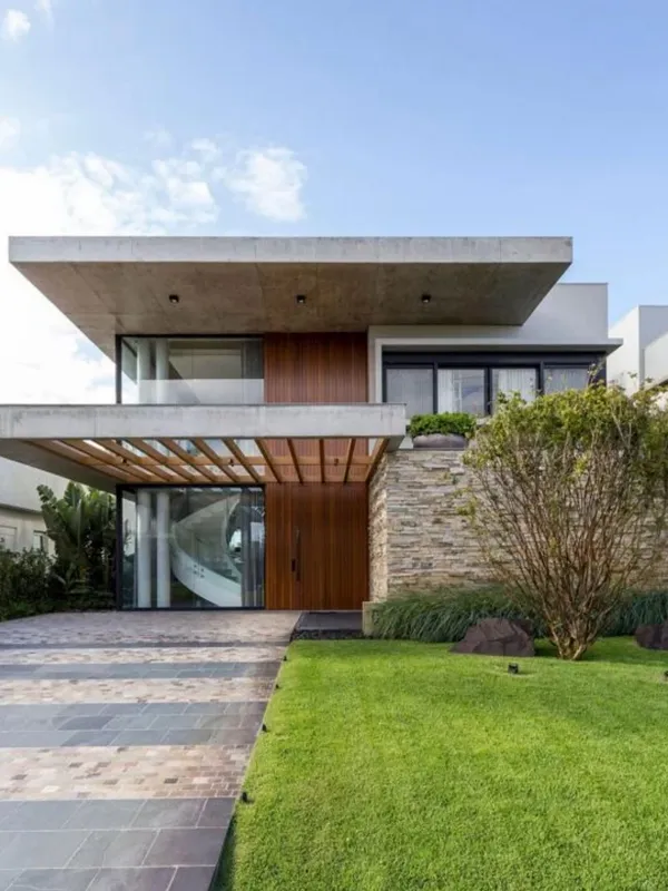 piso de tijolo cinza na entrada da garagem