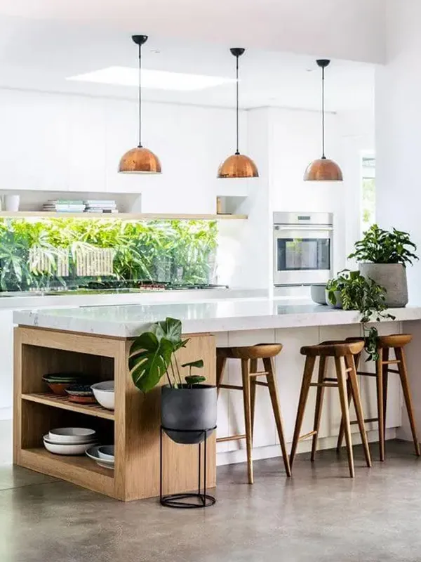 espaços internos com piso de porcelanato de cimento queimado