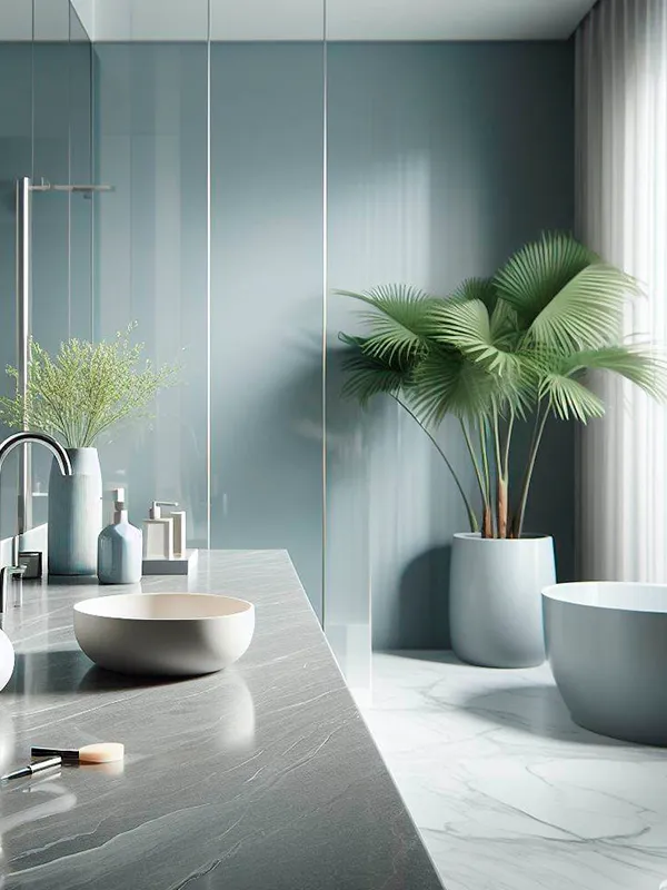 bancada de porcelanato cinza para banheiro