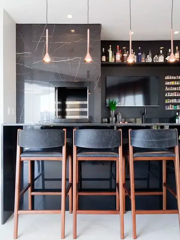 Descubra os 7 Modelos de Porcelanato para Área Gourmet: Elegância e Praticidade de Limpeza 89 porcelanato preto para área gourmet