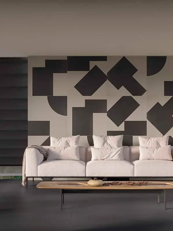 porcelanato preto aplicado na sala