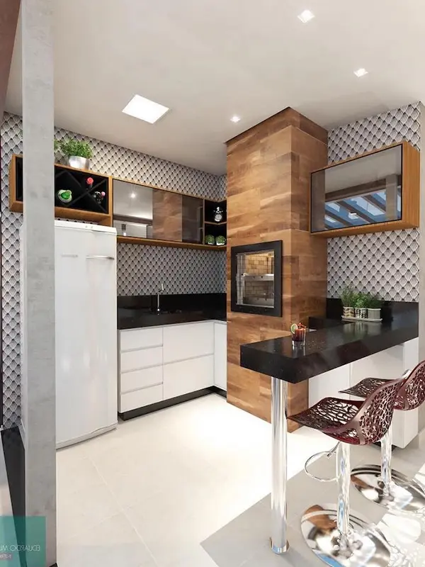 efeito amadeirado na churrasqueira com porcelanato