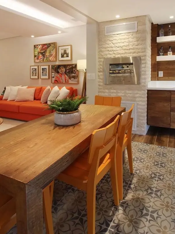 revestimentos diferentes em churrasqueira