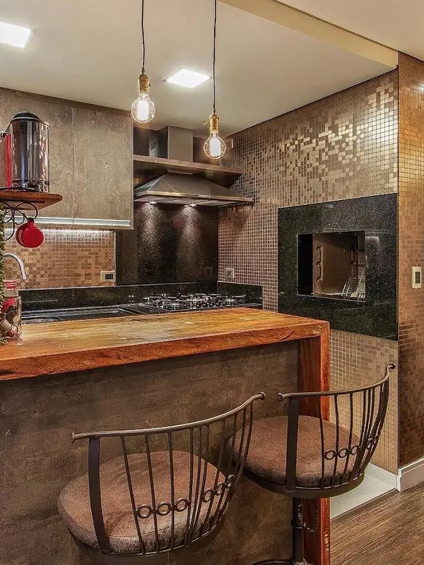 revestimento de azulejo na churrasqueira rústica