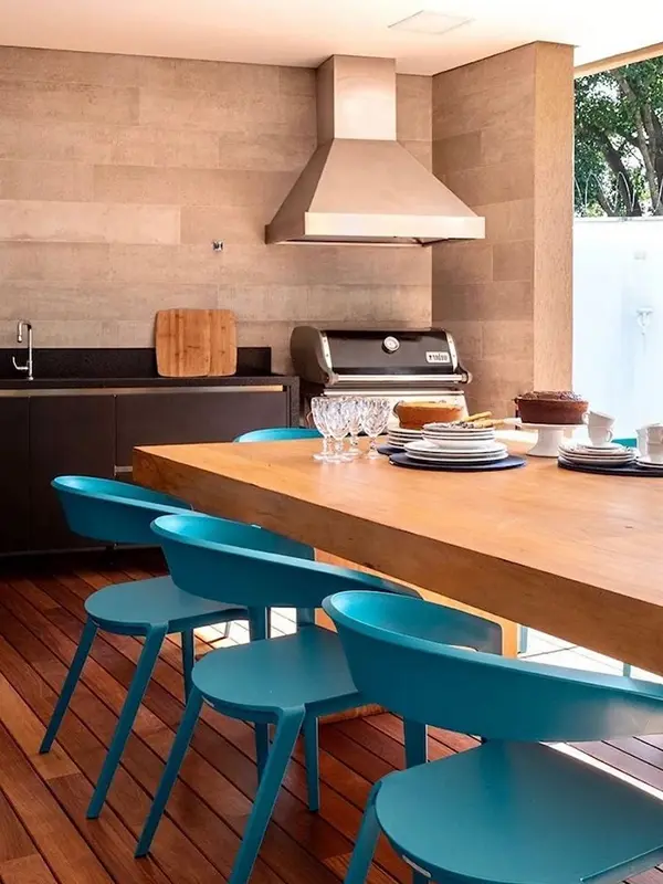 estilo rústico na área de churrasqueira