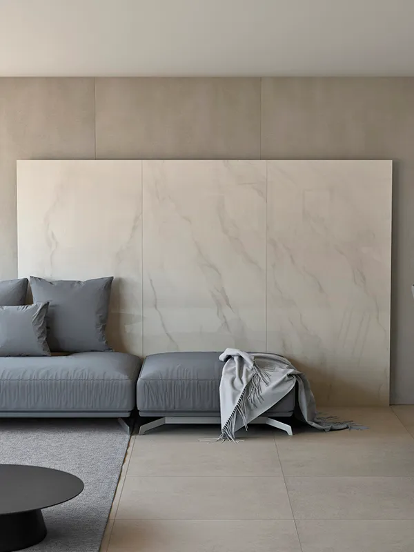 Porcelanato Cinza: Projetos com Elegância Contemporânea +60 Fotos para Inspirar 131 sala de estar com porcelanato aplicado no piso e parede