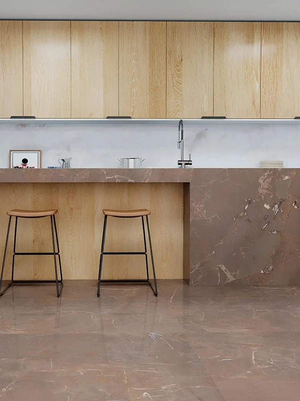 Mistura de Tonalidades na Ilha de porcelanato