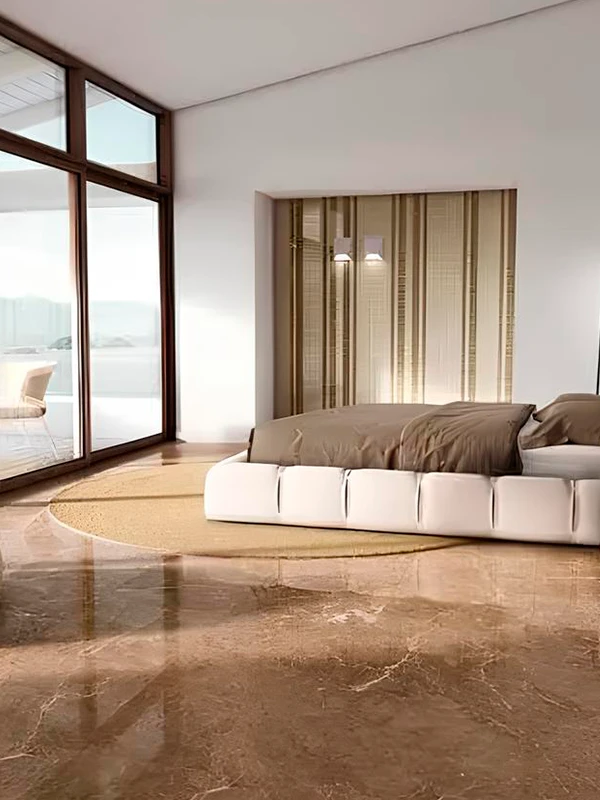 Quarto com porcelanato polido marrom