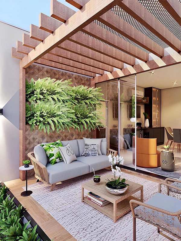 sofa para varanda com pergolado