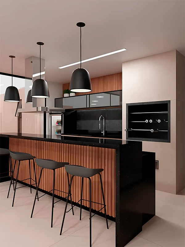 área de churrasqueira com piso retificado