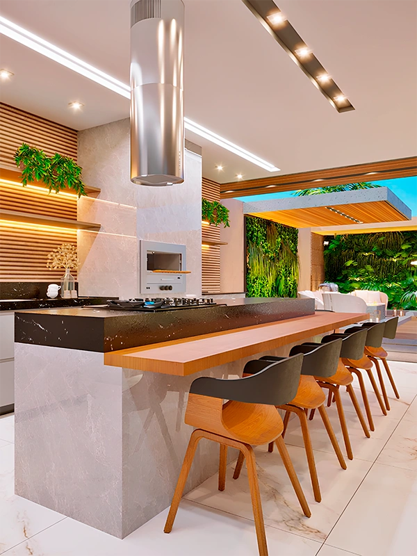 piso da área de churrasqueira com porcelanato