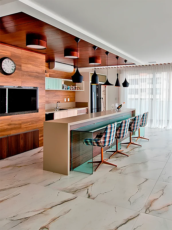 área gourmet com piso retificado