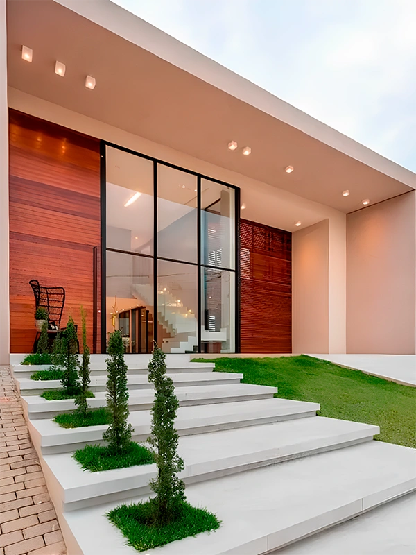 fachada com porcelanato fosco