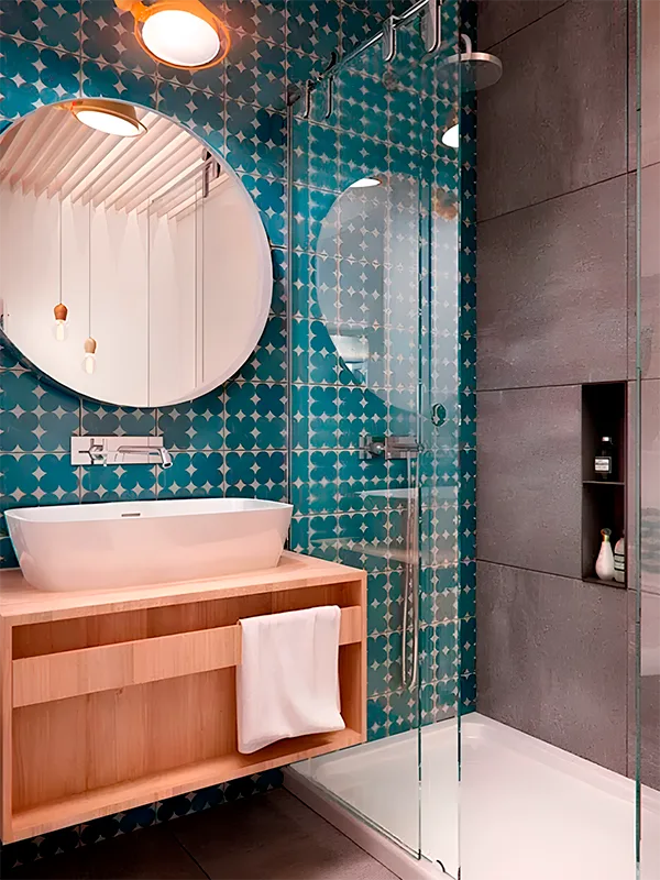 ladrilhos hidraulicos em revestimento para banheiro