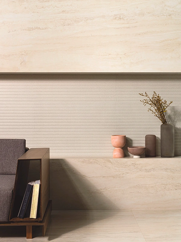 mostrando os locais de aplicação do porcelanato travertino